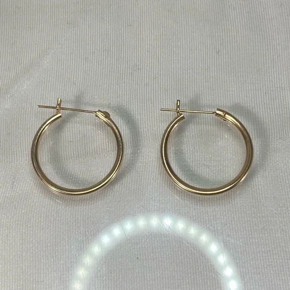 14K YELLOW GOLD classic small hoop earrings REAL GOLD